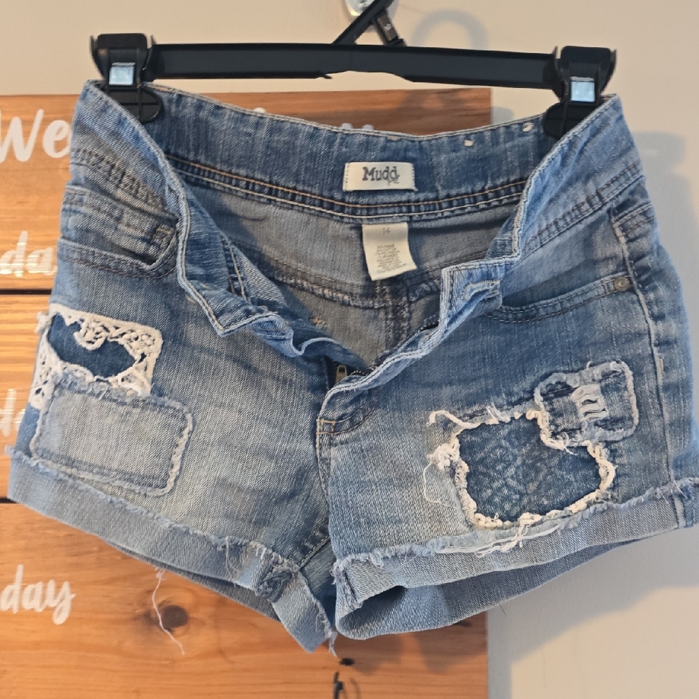 Mudd Kids Blue Distressed Denim Shorts